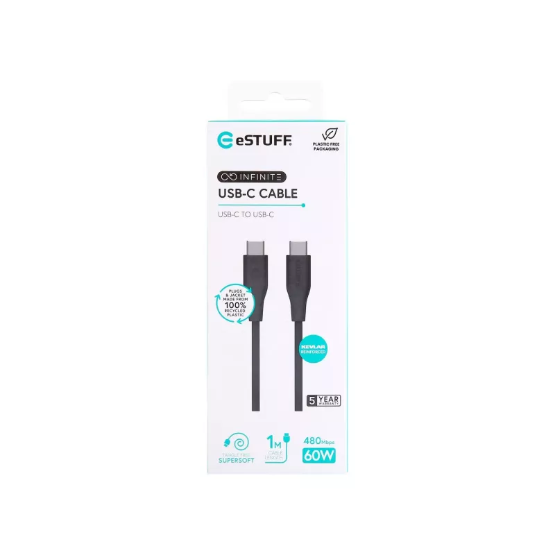 eSTUFF ES604180 USB kábel USB 2.0 1 m USB-C čierny