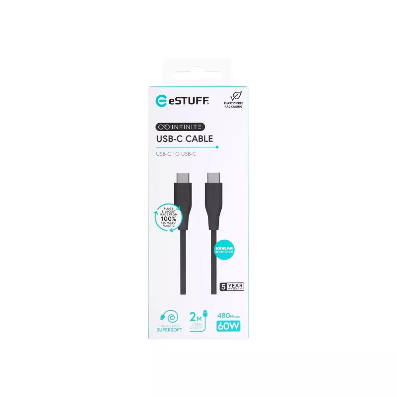 eSTUFF ES604280 USB kábel USB 2.0 2 m USB C čierny