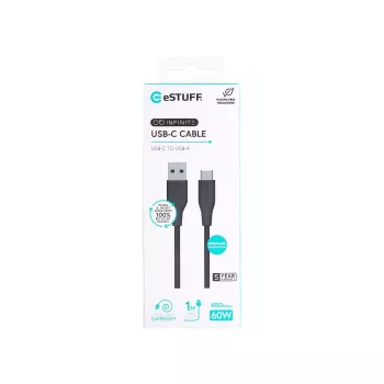 eSTUFF ES605180 USB kábel USB 2.0 1 m USB-C USB-A čierny