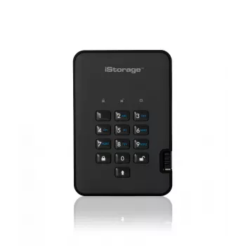 iStorage diskAshur² HDD 5TB čierny | bezpečný prenosný pevný disk | AES-XTS 256-bit hardvérové šifrovanie | chránený PIN kódom | nezávislý od operačného systému a platformy | TAA kompatibilný | ochrana proti brute-force útokom | odolný proti prachu a vode