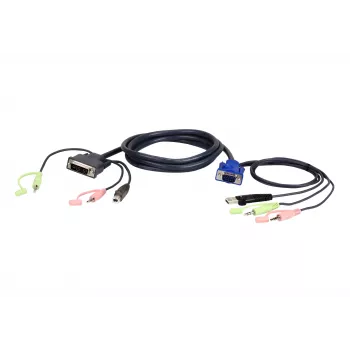 ATEN VGA USB na DVI 3m KVM kábel čierna, modrá, zelená, ružová