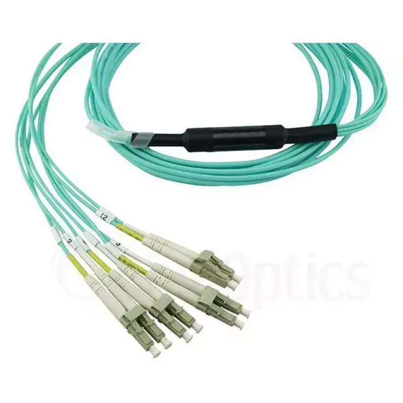 Optický kábel BlueOptics 9380014-10M MPO na 4x LC, 10 m, OM3, aqua