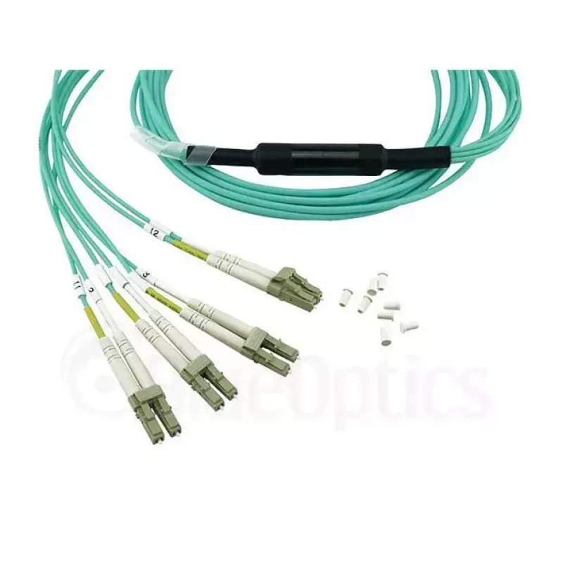 Optický kábel BlueOptics 9380014-10M MPO na 4x LC, 10 m, OM3, aqua