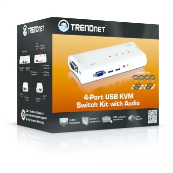 KVM prepínač Trendnet TK-409K USB VGA 2048x1536 1,6 m káblový modrý