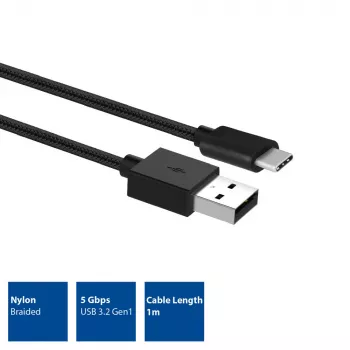 ACT USB 3.2 Gen1 nabíjací/dátový kábel A-konektor samec - C-konektor samec 1 meter, nylon