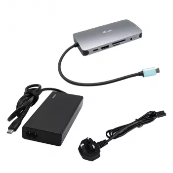 i-tec Kovový USB-C Nano Dock HDMI/VGA s LAN + univerzálna nabíjačka 77 W