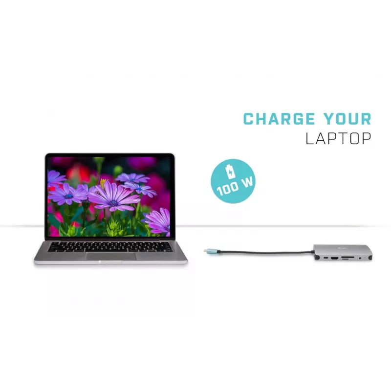 i-tec Kovový USB-C Nano Dock HDMI/VGA s LAN + univerzálna nabíjačka 77 W