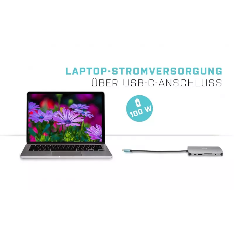 i-tec Kovový USB-C Nano Dock HDMI/VGA s LAN + univerzálna nabíjačka 77 W