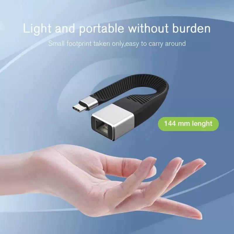 Techly ICOC USBC-RJ45 sieťový kábel čierny 0,144 m