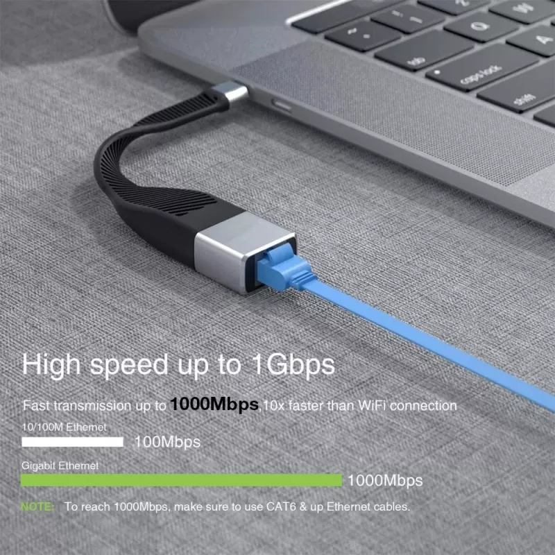 Techly ICOC USBC-RJ45 sieťový kábel čierny 0,144 m