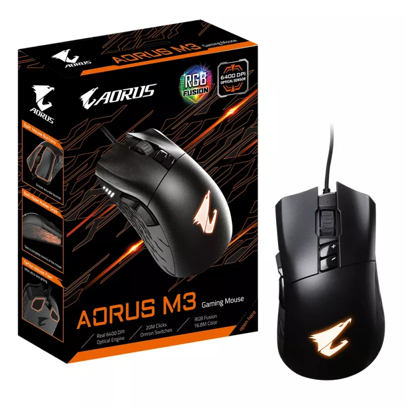 GIGABYTE AORUS M3 myš herná pravá USB Type-A optická 6400 DPI