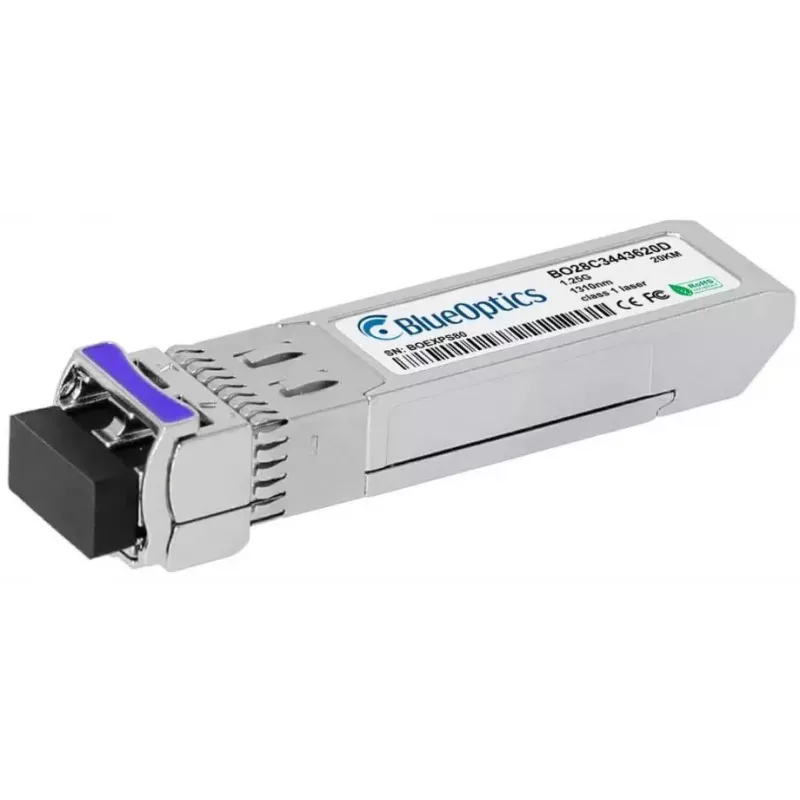 Sieťový transceiver modul BlueOptics AT-SPBD20DUAL-14-BO — optický SFP, cSFP rozhranie, LC konektor, hliník