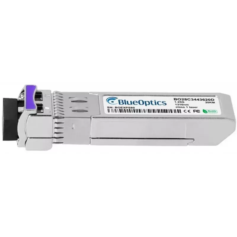 Sieťový transceiver modul BlueOptics AT-SPBD20DUAL-14-BO — optický SFP, cSFP rozhranie, LC konektor, hliník