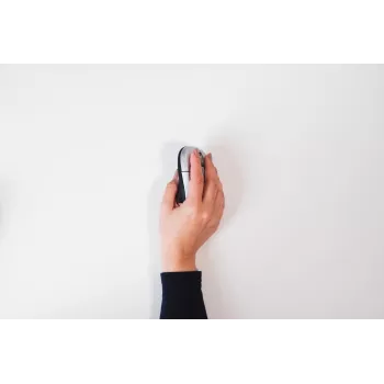 BakkerElkhuizen Grip myš bezdrôtová, pre pravákov, vertikálny dizajn, optická, RF Wireless, 1600 DPI, čierna, strieborná