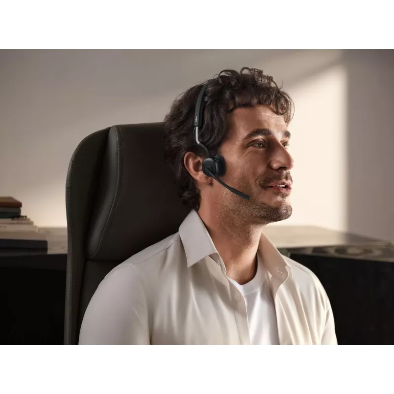 SHOKZ OpenMeet UC Bezdrôtový Bluetooth náhlavný set s kostným vedením pre videokonferencie s USB-C adaptérom