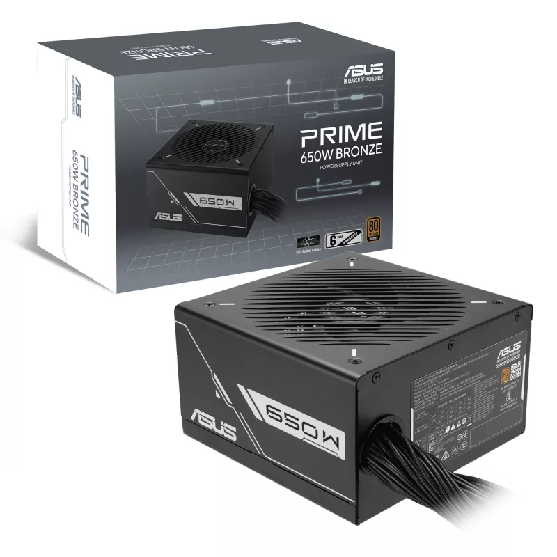 Napájací zdroj ASUS Prime 650W ATX 20+4-Pin, 80 PLUS Bronze, čierny, 13,5 cm ventilátor