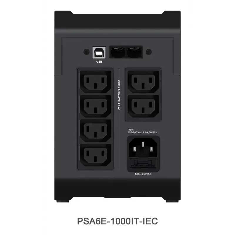 Vertiv PowerUPS 200 Essential PSA6E-1000IT-IEC, 1000VA/525W, Line-Interactive, 1 kVA, 525 W, sínus, 140 V, 290 V