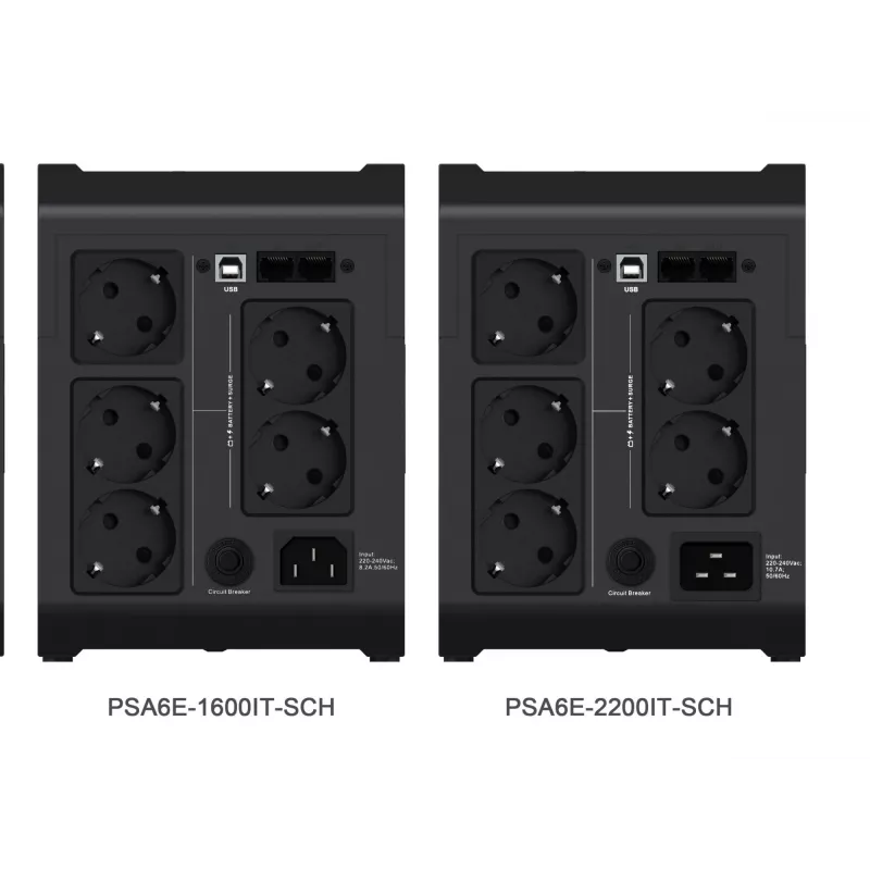 Vertiv PowerUPS 200 Essential PSA6E-1600IT-SCH, 1600VA/925W, Line-Interactive, 1,6 kVA, 925 W, sínus, 140 V, 290 V