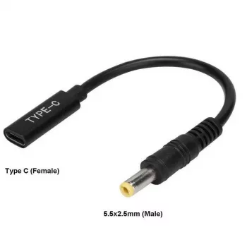CoreParts MBXUSBC-CO0005 káblový adaptér USB C 5,5*2,5 mm čierny