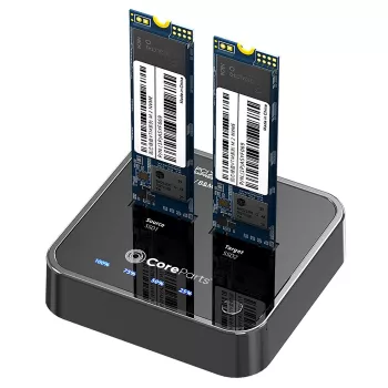 CoreParts MS-CLONER-NVME dokovacia stanica pre pamäťové úložisko USB 3.2 Gen 2 (3.1 Gen 2) Type-C čierna