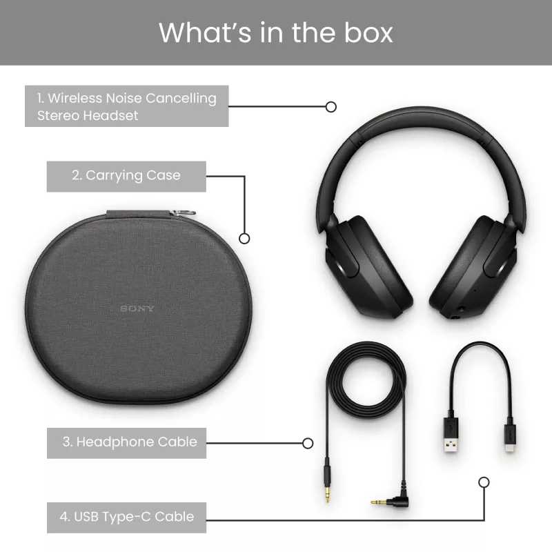 Sony WH-XB910N - čierna, bezdrôtové, hovory/hudba, 7 - 25000 Hz, 252 g, slúchadlá, čierna