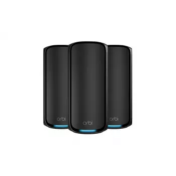 NETGEAR Orbi 970 Series Quad-Band WiFi 7, 3-Pack Quad-band (2.4 GHz / 5 GHz-1 / 5 GHz-2 / 6 GHz) Wi-Fi 6 (802.11ax) čierna interná
