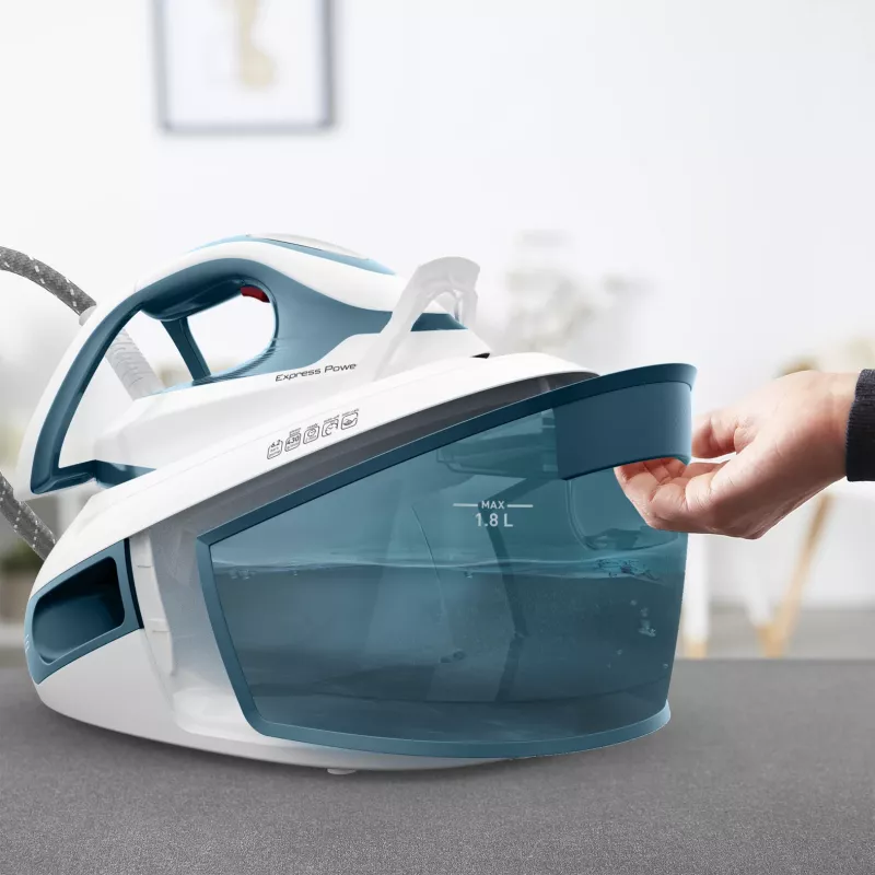 Tefal Express Power SV8111 1,8 l Durilium AirGlide Autoclean žehliaca plocha modrá, biela
