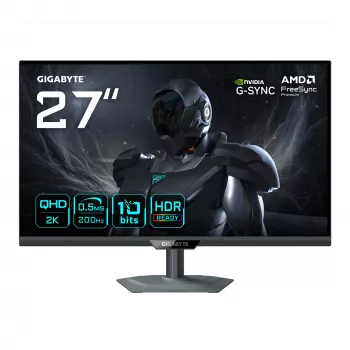 GIGABYTE G27Q20 27 inch QHD herný monitor – 2560 x 1440, 200 Hz, 0,5 ms, 350 cd/m², G-Sync kompatibilný, FreeSync Premium, HDR10, HDMI 2.0, DisplayPort 1.4