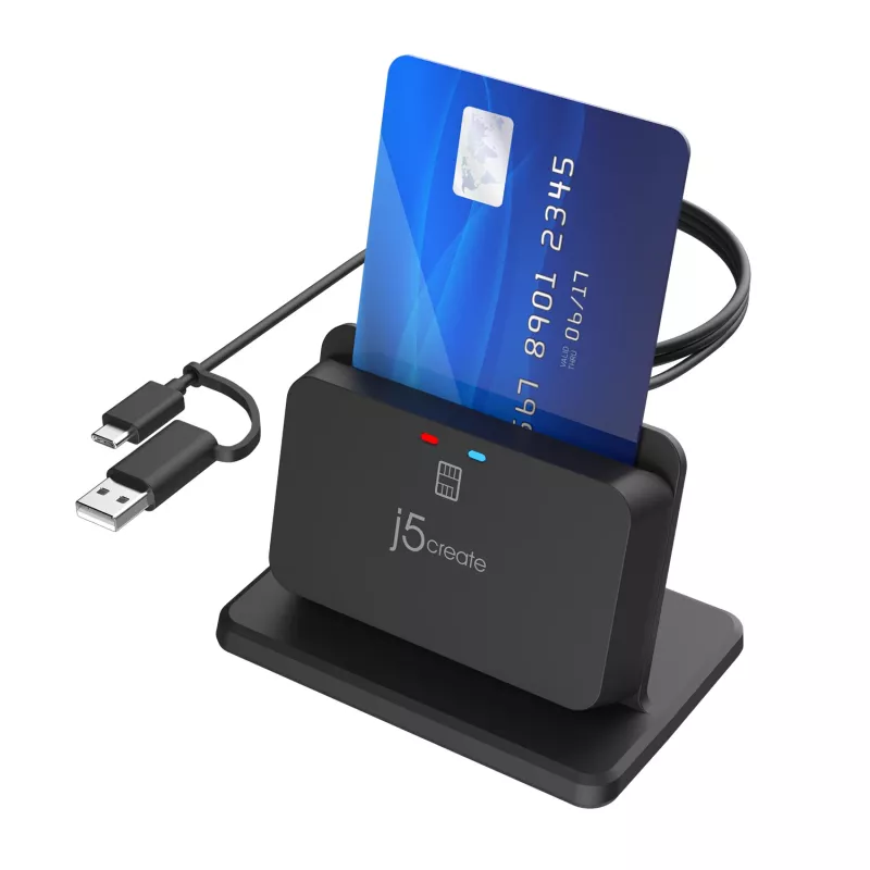 j5create JUR261 USB™ Smart Card / CAC Reader stojan, USB Type-A/USB Type-C, čierny, 95 g