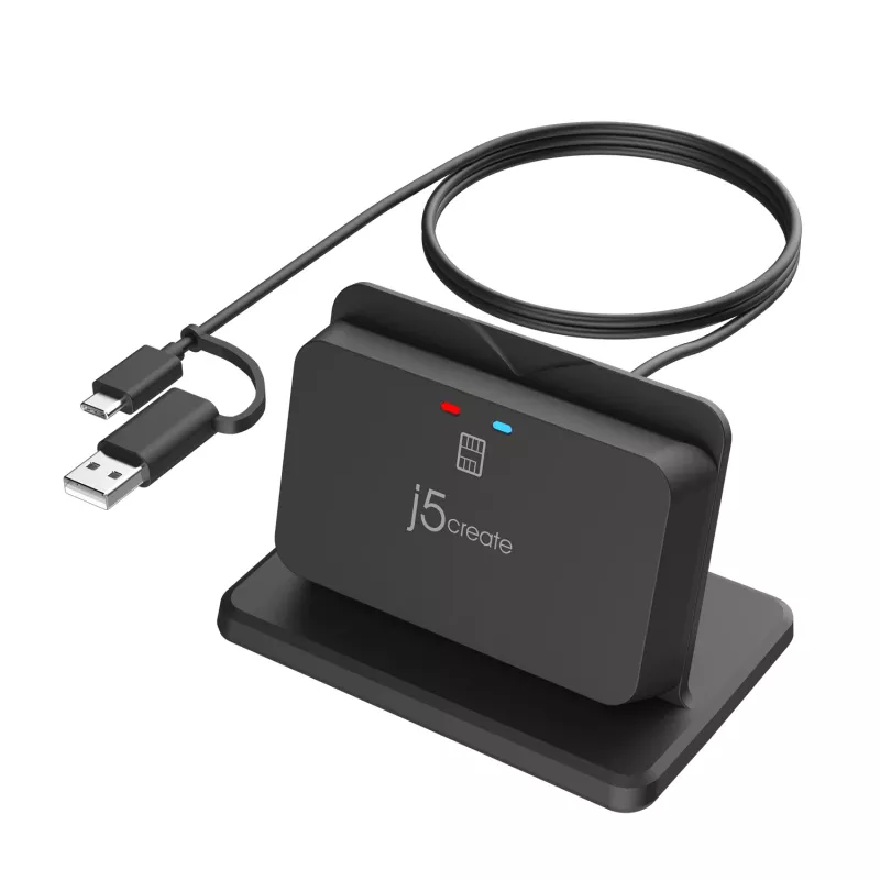 j5create JUR261 USB™ Smart Card / CAC Reader stojan, USB Type-A/USB Type-C, čierny, 95 g