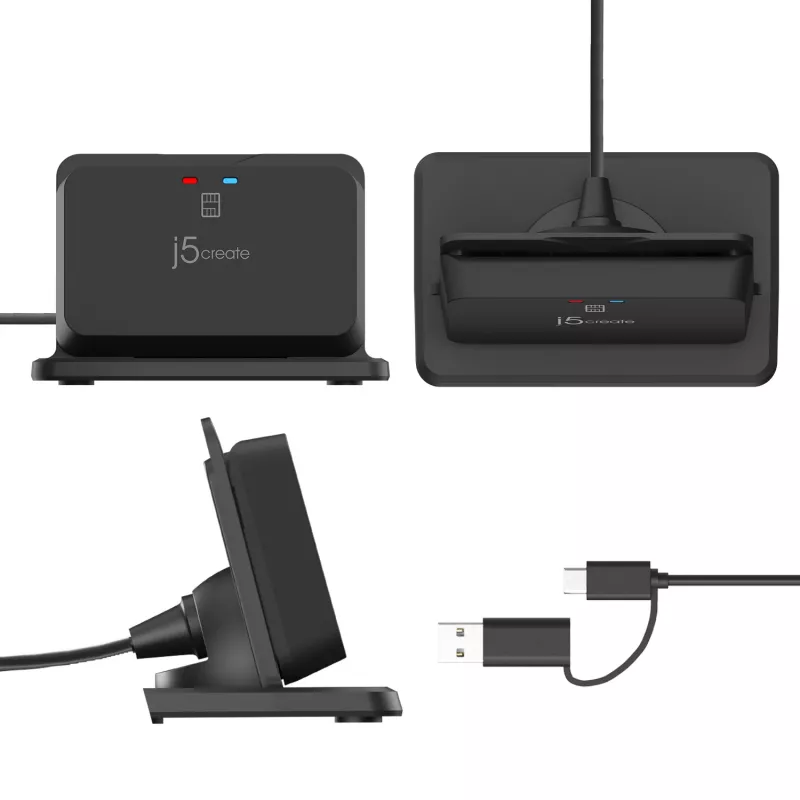 j5create JUR261 USB™ Smart Card / CAC Reader stojan, USB Type-A/USB Type-C, čierny, 95 g