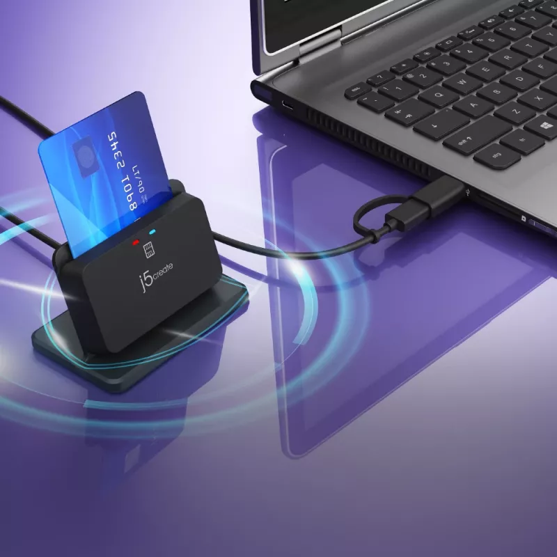 j5create JUR261 USB™ Smart Card / CAC Reader stojan, USB Type-A/USB Type-C, čierny, 95 g