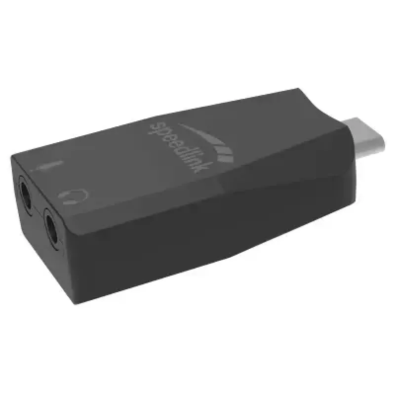 USB externý audio adaptér Speedlink VIGO USB — USB rozhranie, 3,5 mm konektor pre slúchadlá, čierna, 8 g