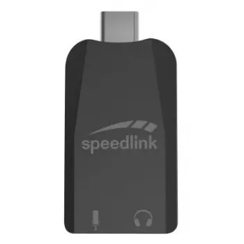 USB externý audio adaptér Speedlink VIGO USB — USB rozhranie, 3,5 mm konektor pre slúchadlá, čierna, 8 g