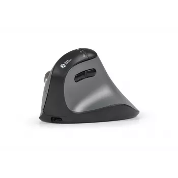 BakkerElkhuizen FastForward Pro myš, pre pravákov, vertikálny dizajn, optická, RF Wireless + Bluetooth + USB Type-C, 5000 DPI, čierna, sivá