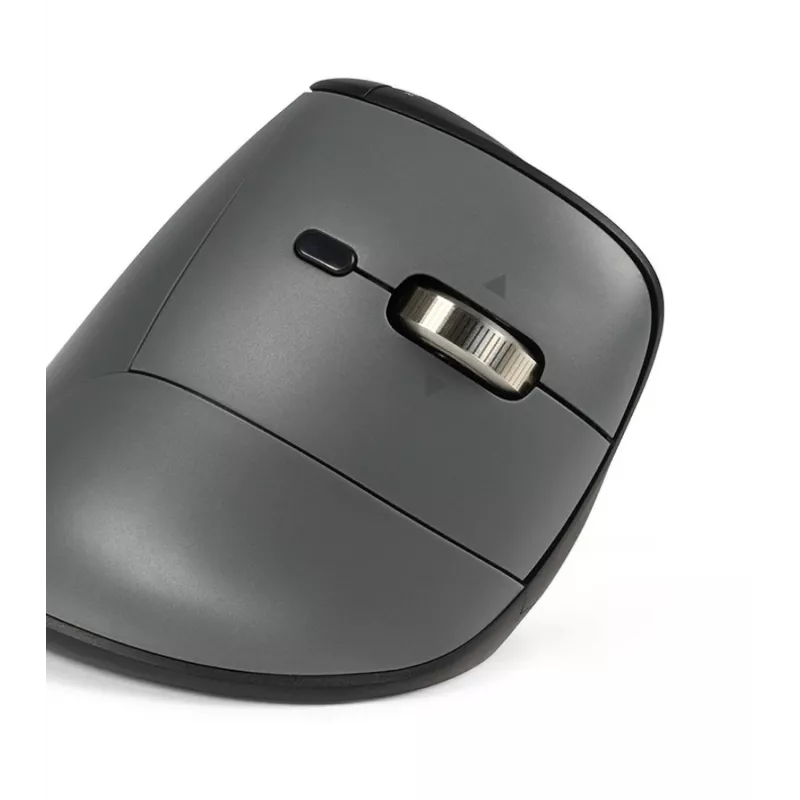 BakkerElkhuizen FastForward Pro myš, pre pravákov, vertikálny dizajn, optická, RF Wireless + Bluetooth + USB Type-C, 5000 DPI, čierna, sivá