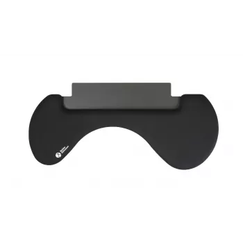 BakkerElkhuizen ErgoSlider+ podpierka predlaktia asymetrická, čierna, tmavosivá, žltá, drevotrieska, plast, polyuretán (PU), oceľ, upevnenie svorkou, Taiwan, 310 mm, 665 mm
