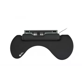 BakkerElkhuizen ErgoSlider+ podpierka predlaktia asymetrická, čierna, tmavosivá, žltá, drevotrieska, plast, polyuretán (PU), oceľ, upevnenie svorkou, Taiwan, 310 mm, 665 mm