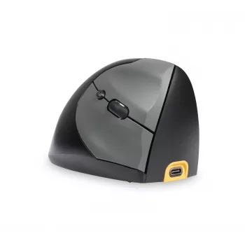 BakkerElkhuizen Handshake myš pravá, pre pravákov, vertikálny dizajn, optická, RF Wireless + Bluetooth + USB Type-C, 6400 DPI, čierna, sivá