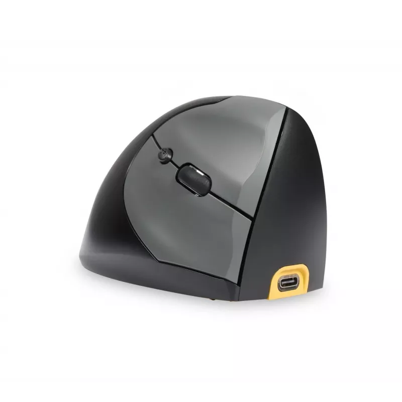 BakkerElkhuizen Handshake myš pravá, pre pravákov, vertikálny dizajn, optická, RF Wireless + Bluetooth + USB Type-C, 6400 DPI, čierna, sivá