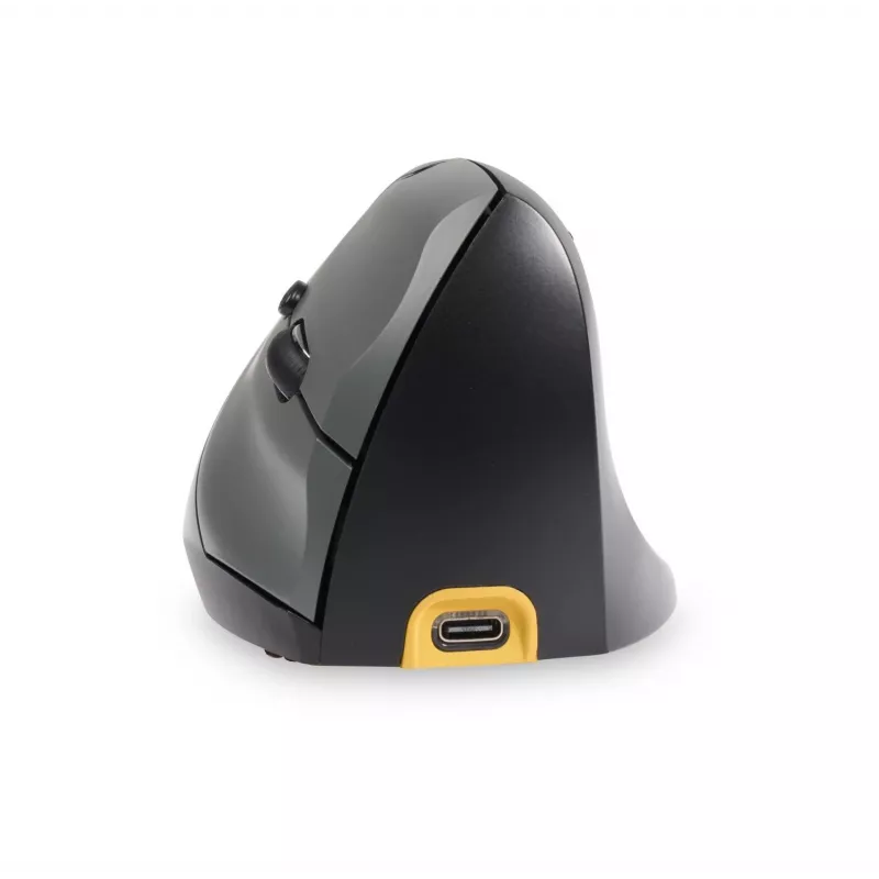 BakkerElkhuizen Handshake myš pravá, pre pravákov, vertikálny dizajn, optická, RF Wireless + Bluetooth + USB Type-C, 6400 DPI, čierna, sivá