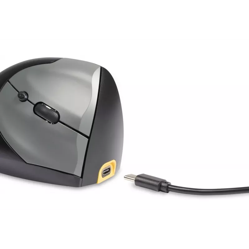 BakkerElkhuizen Handshake myš pravá, pre pravákov, vertikálny dizajn, optická, RF Wireless + Bluetooth + USB Type-C, 6400 DPI, čierna, sivá
