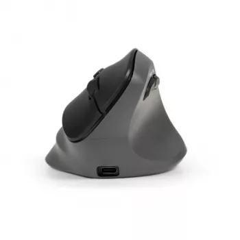 BakkerElkhuizen PRF Pro myš pravá, pre pravákov, vertikálny dizajn, optická, RF Wireless + Bluetooth + USB Type-C, 2400 DPI, čierna, sivá