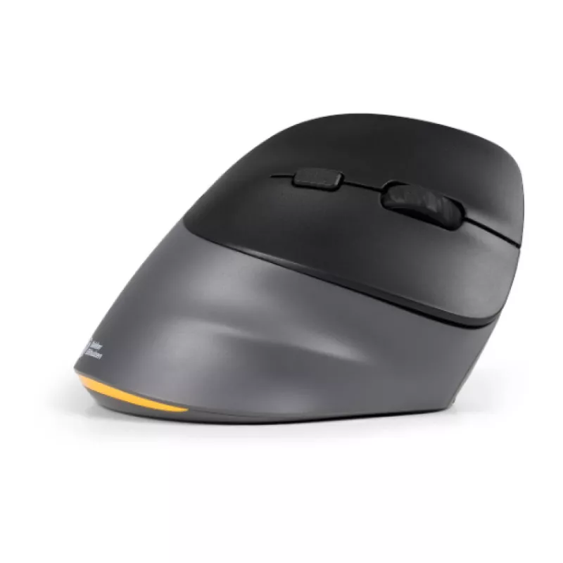 BakkerElkhuizen PRF Pro myš pravá, pre pravákov, vertikálny dizajn, optická, RF Wireless + Bluetooth + USB Type-C, 2400 DPI, čierna, sivá