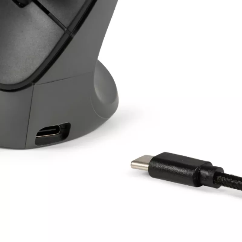 BakkerElkhuizen PRF Pro myš pravá, pre pravákov, vertikálny dizajn, optická, RF Wireless + Bluetooth + USB Type-C, 2400 DPI, čierna, sivá