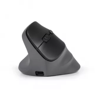 BakkerElkhuizen PRF Pro myš ľavá, pre ľavákov, vertikálny dizajn, optická, RF Wireless + Bluetooth + USB Type-C, 2400 DPI, čierna, sivá