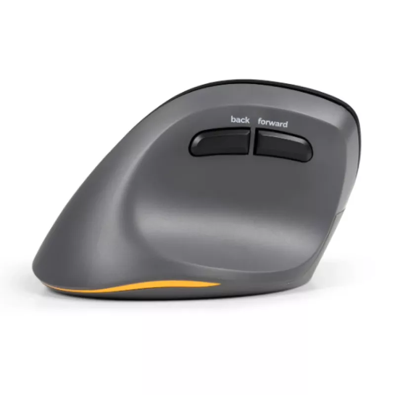 BakkerElkhuizen PRF Pro myš ľavá, pre ľavákov, vertikálny dizajn, optická, RF Wireless + Bluetooth + USB Type-C, 2400 DPI, čierna, sivá