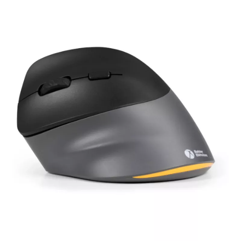 BakkerElkhuizen PRF Pro myš ľavá, pre ľavákov, vertikálny dizajn, optická, RF Wireless + Bluetooth + USB Type-C, 2400 DPI, čierna, sivá