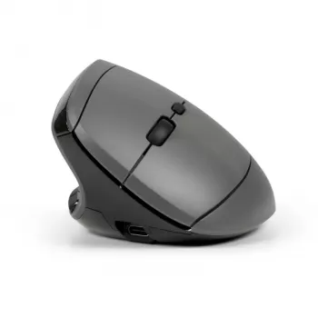 BakkerElkhuizen MidWay myš ľavá, pre ľavákov, vertikálny dizajn, optická, RF Wireless + Bluetooth + USB Type-C, 2400 DPI, sivá, čierna