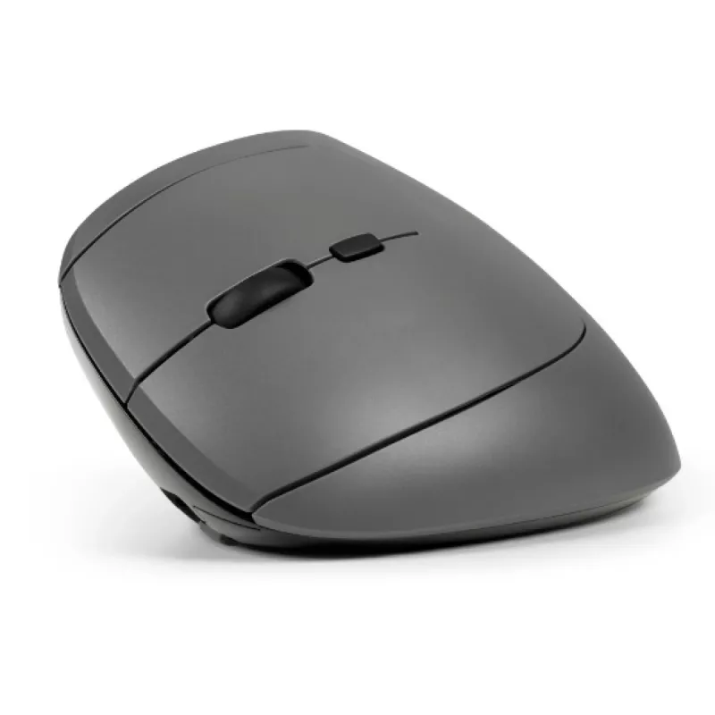 BakkerElkhuizen MidWay myš ľavá, pre ľavákov, vertikálny dizajn, optická, RF Wireless + Bluetooth + USB Type-C, 2400 DPI, sivá, čierna